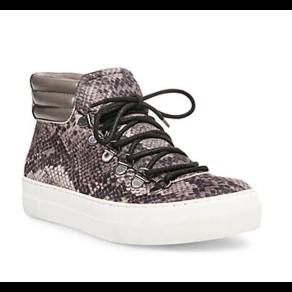 Madden Girl Sneakers High Top Gray Snake Print Lace Up Women’s Size 7.5